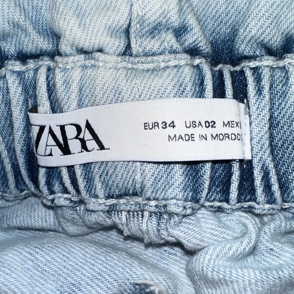 Zara Light Wash Denim Paper Bag Shorts size 2 - Picture 7 of 10